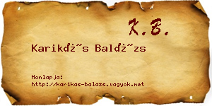 Karikás Balázs névjegykártya